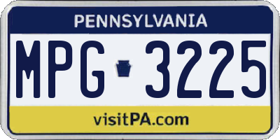PA license plate MPG3225