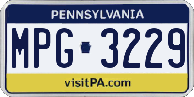 PA license plate MPG3229