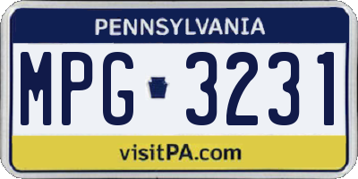PA license plate MPG3231
