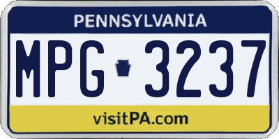 PA license plate MPG3237