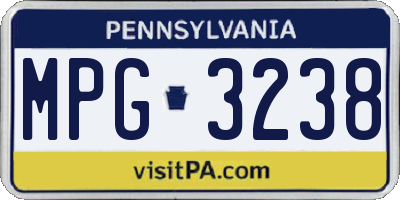 PA license plate MPG3238