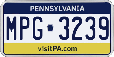 PA license plate MPG3239