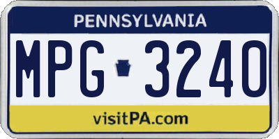 PA license plate MPG3240