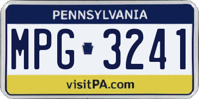 PA license plate MPG3241