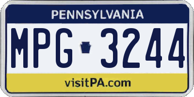 PA license plate MPG3244