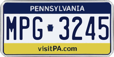 PA license plate MPG3245