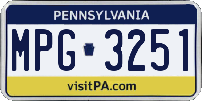 PA license plate MPG3251
