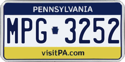 PA license plate MPG3252