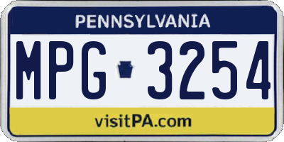 PA license plate MPG3254