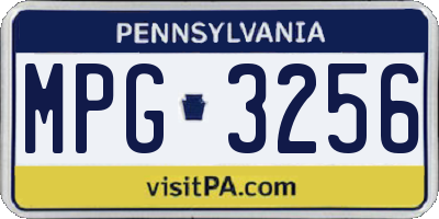 PA license plate MPG3256