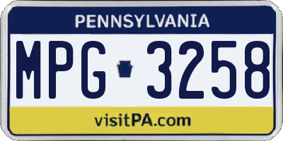 PA license plate MPG3258