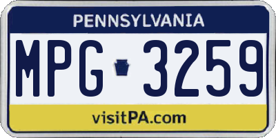 PA license plate MPG3259