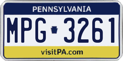 PA license plate MPG3261