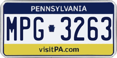 PA license plate MPG3263