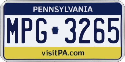 PA license plate MPG3265