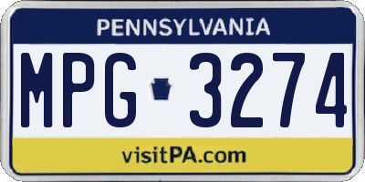 PA license plate MPG3274