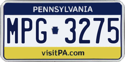 PA license plate MPG3275