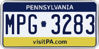 PA license plate MPG3283