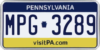 PA license plate MPG3289