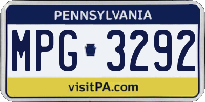 PA license plate MPG3292