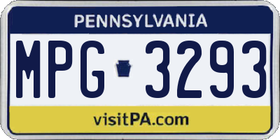 PA license plate MPG3293