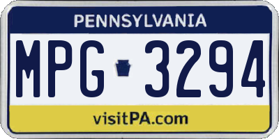 PA license plate MPG3294