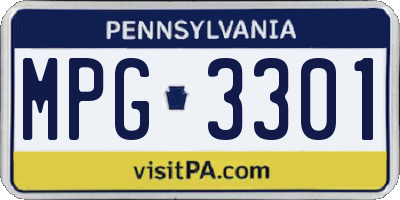 PA license plate MPG3301