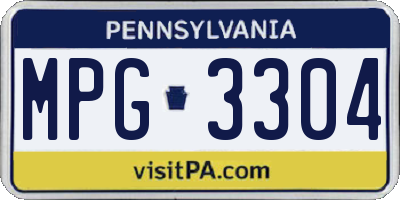 PA license plate MPG3304