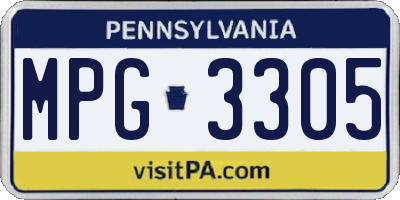 PA license plate MPG3305