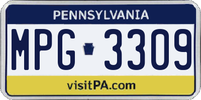 PA license plate MPG3309