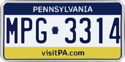 PA license plate MPG3314