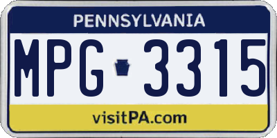 PA license plate MPG3315