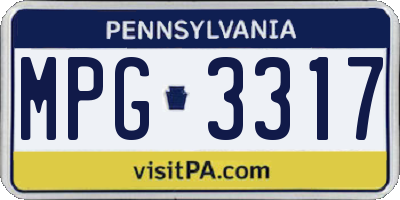 PA license plate MPG3317