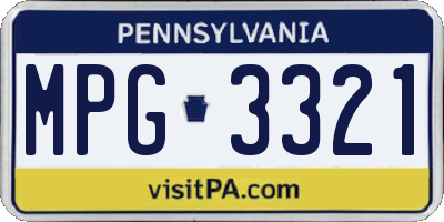 PA license plate MPG3321