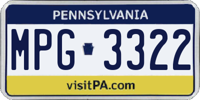 PA license plate MPG3322