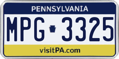 PA license plate MPG3325