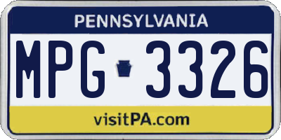 PA license plate MPG3326