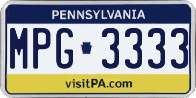 PA license plate MPG3333