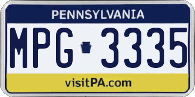 PA license plate MPG3335