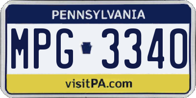 PA license plate MPG3340
