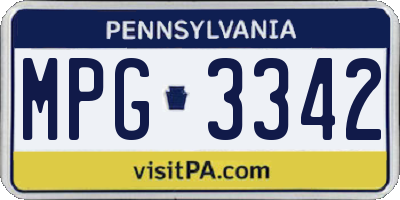 PA license plate MPG3342