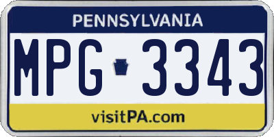 PA license plate MPG3343