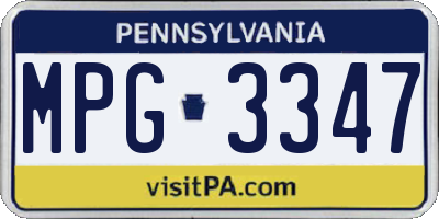 PA license plate MPG3347