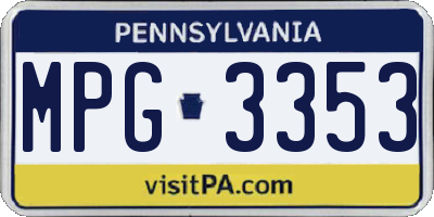 PA license plate MPG3353