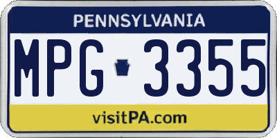 PA license plate MPG3355