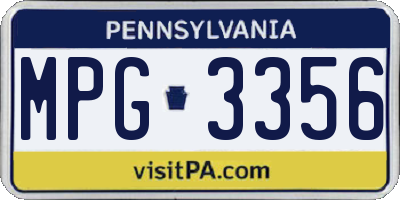 PA license plate MPG3356