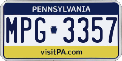PA license plate MPG3357