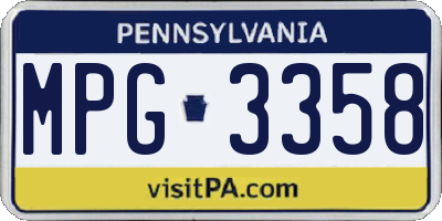 PA license plate MPG3358