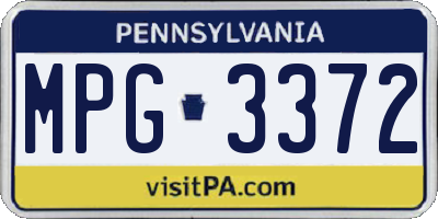 PA license plate MPG3372