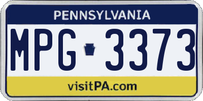 PA license plate MPG3373